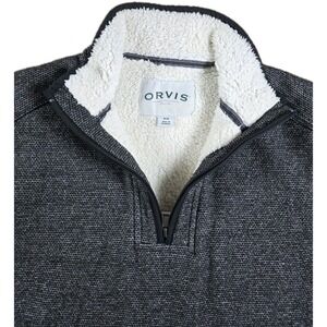 Orvis Classic Collection 1/4 Zip Pullover Sherpa Fleece Lined BLACK  Mens M